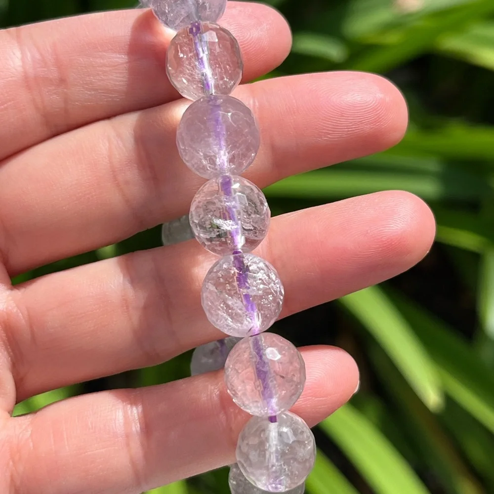 12mm stretchable faceted‎ purple amethyst bracelet 0064